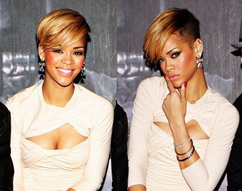 蕾哈娜（Rihanna）'s short hairstyle with undercut