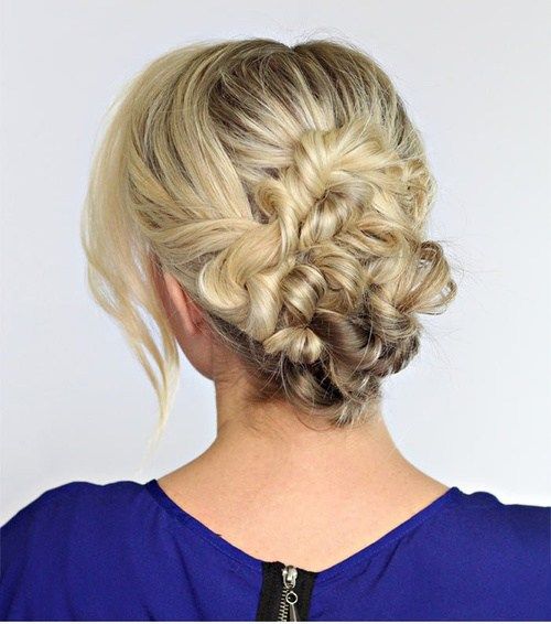 formální updo hairstyle with low twisted bun