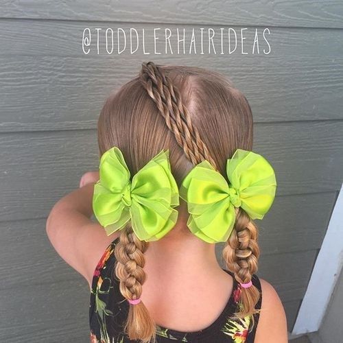 две braids and three twists for little girls