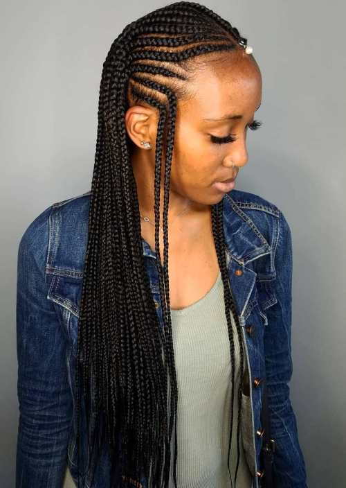 Фулани Braids with Double Reverse Temple Braids