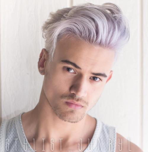дълго top short sides gray hairstyle for men