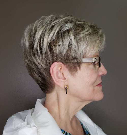 Short Piece-Y Highlighted Pixie Over 50