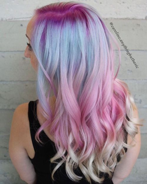 粉色和蓝色的粉彩头发