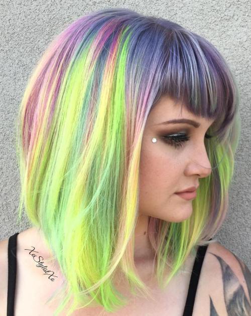 Pastel Dyed Lob With Bangs