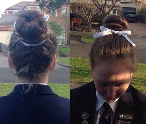 prýmek into bun back to school hairstyle