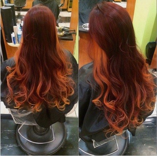 червеникаво brown hair with light copper ends