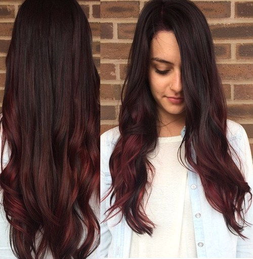 череша coke hair with burgundy highlights