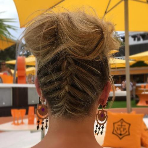 Chaotický Updo With Upside Down Braid