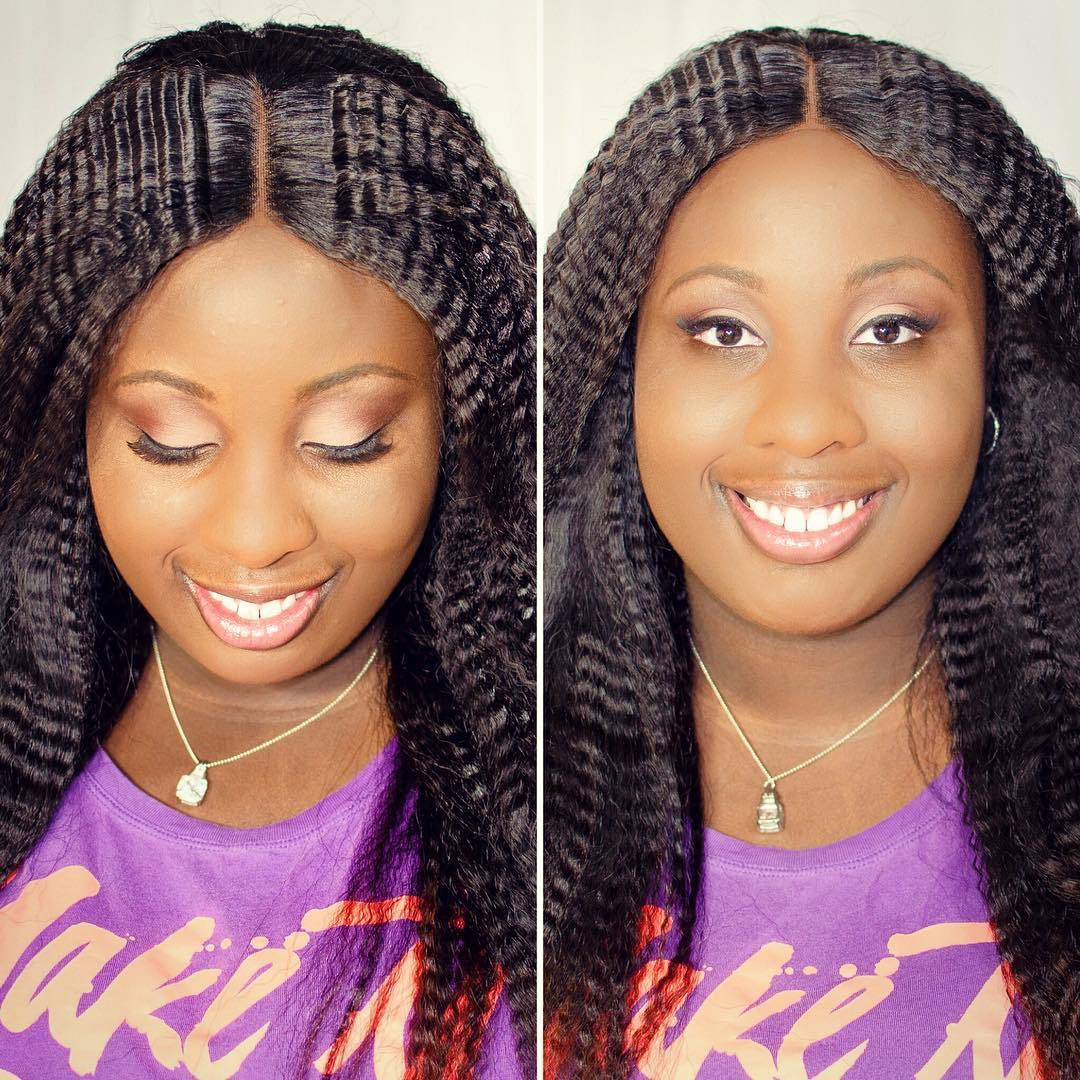 Център-Parted Crimped Hairstyle