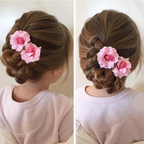 момичета' braided bun hairstyle