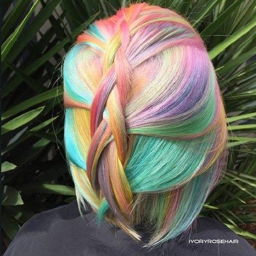 Regenbogen Pastell Haar