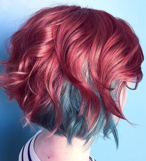 две Tone Red And Blue Bob