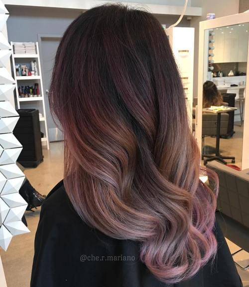 Brown und Pastell rosa Ombre Balayage
