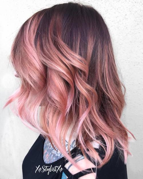 пастел Pink Balayage For Brown Hair
