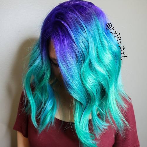 Син And Teal Hair Color