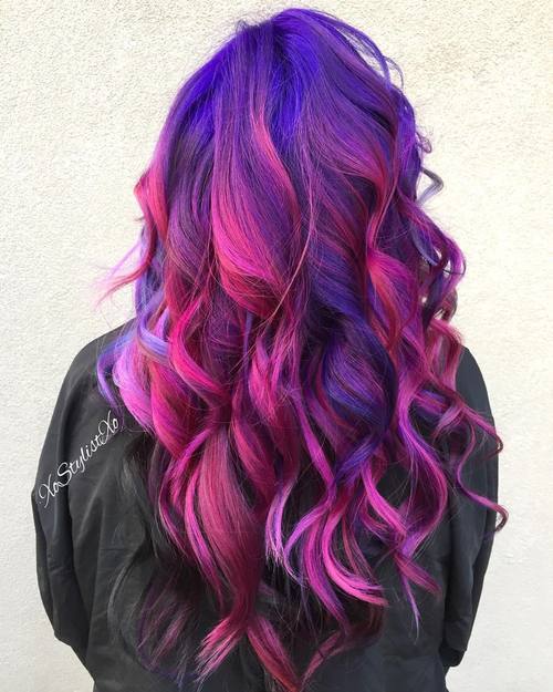 蓝色和粉红色的头发颜色