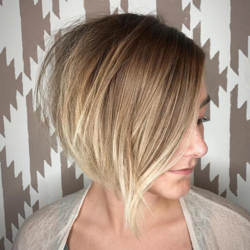 Side Parted Asymmetrical Ombre Bob
