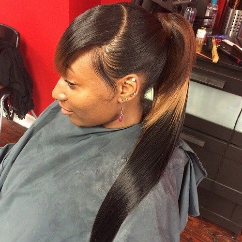 конска опашка with bangs for black women