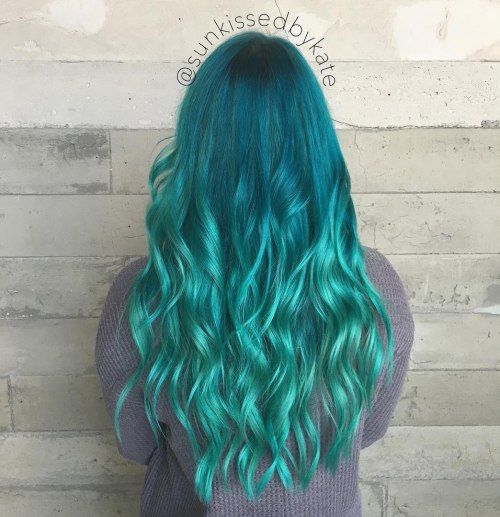 Teal To Turquoise Ombre