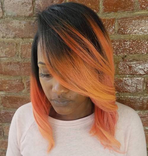 африкански American Rose Gold Bob With Root Fade