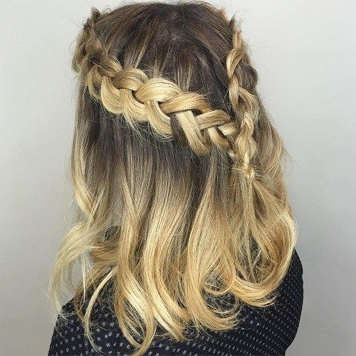 наполовина Updo With Two Braids