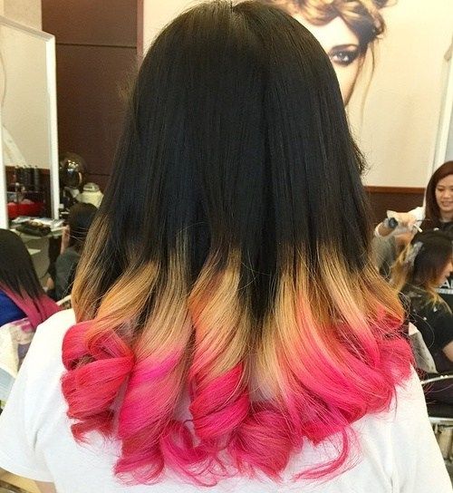 schwarze, blonde und rosa Haarfarbe