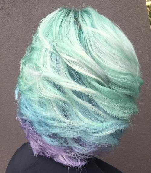 Krátký Mint Green And Lavender Hair