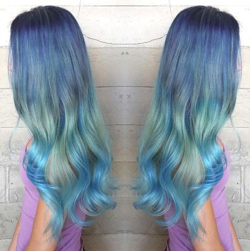 nachový to blue ombre hair