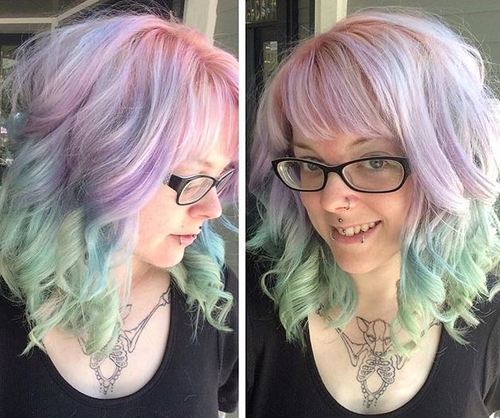 pastel pink into turquoise ombre