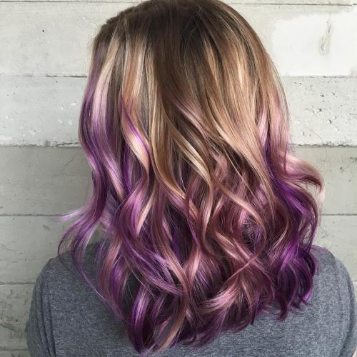 кестен Hair With Purple Balayage