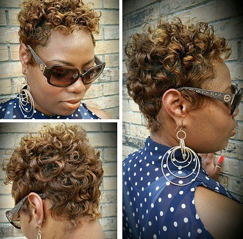 африкански American short curly golden brown hairstyle