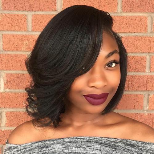 Side-Parted Collarbone Sew-In Bob