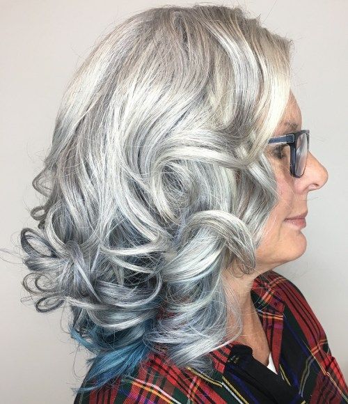 сив Curls With Blue Underlayer