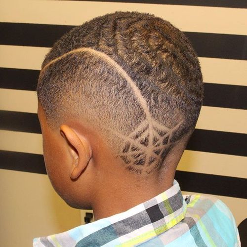 черно little boys haircut with shaved design