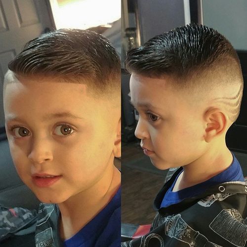 бръснат sides little boys hairstyle with shaved designs