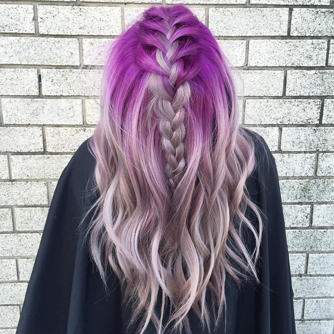 Popel Blonde Hair With Purple Roots
