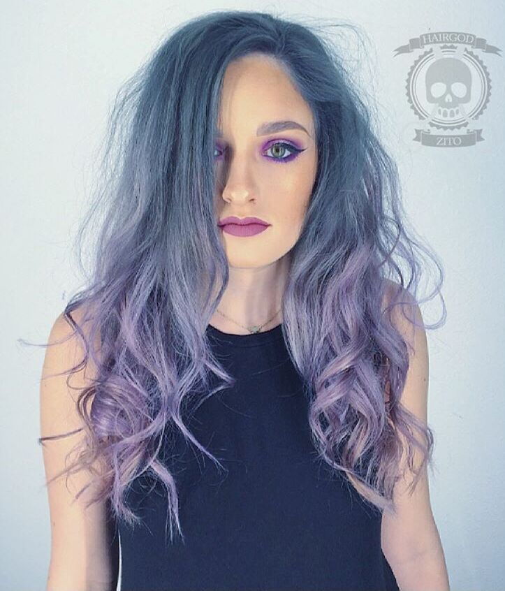 蓝色到紫色Ombre头发