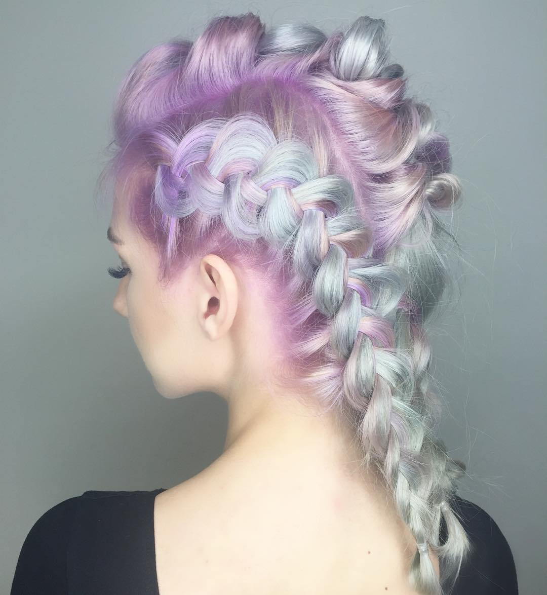 люляк And Mint Braided Hairstyle