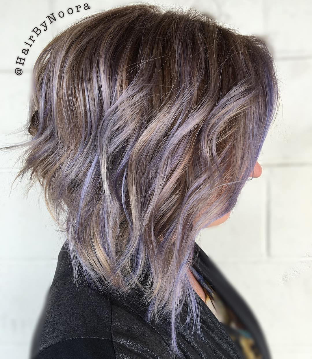 Popel Brown Bob With Lilac Highlights