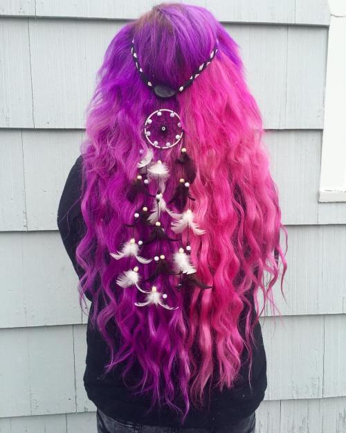 наполовина Purple Half Pink Hair