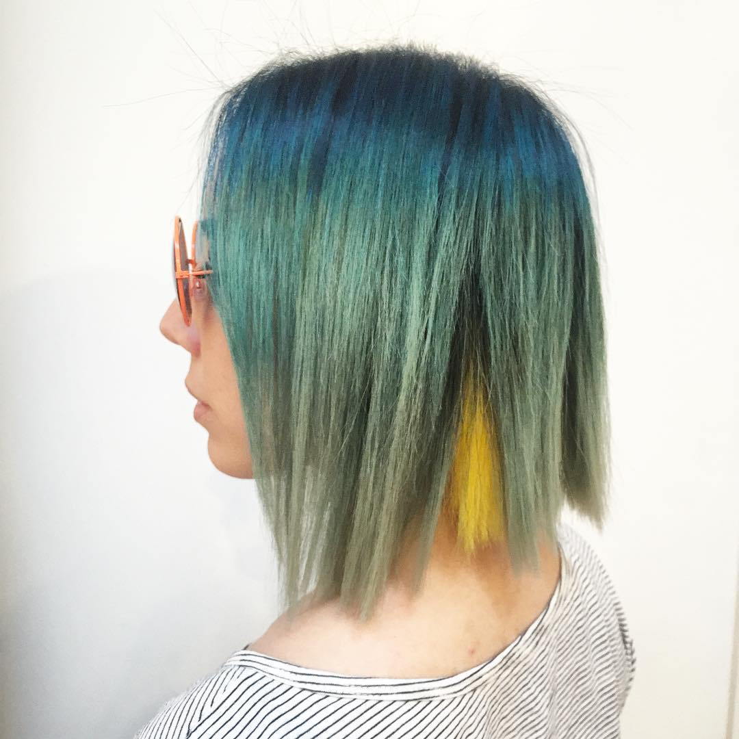 зелен Ombre With Yellow Peekaboo Highlights