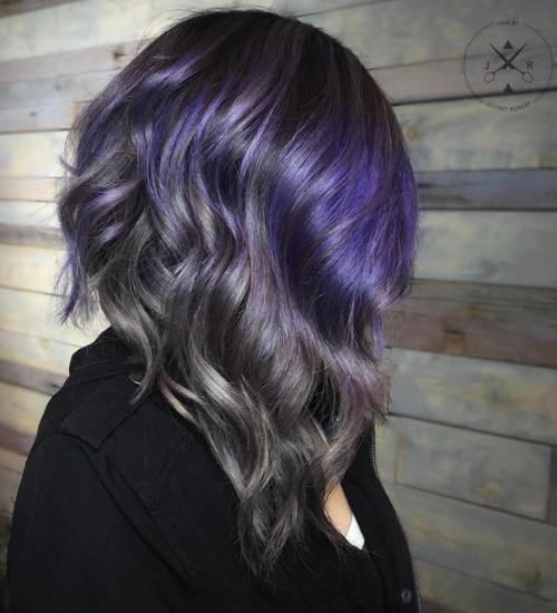 黑色，灰色和紫色波浪L ..