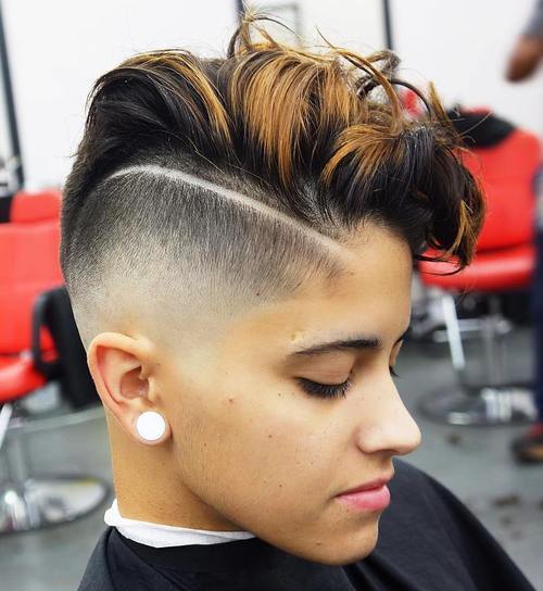 dlouho top mohawk with faded sides and shaved part