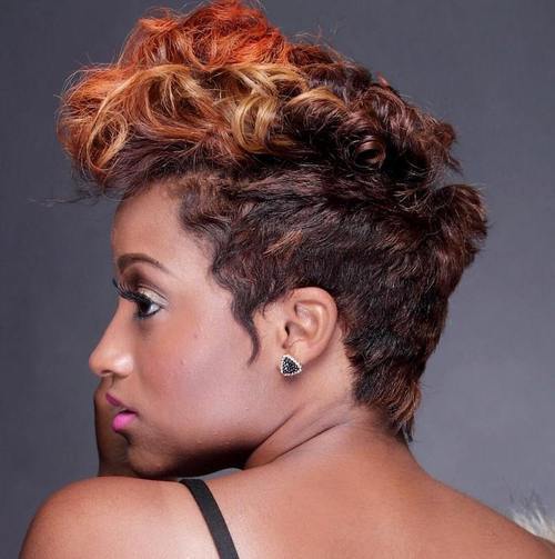 fauxhawk with highlighted bangs for black women
