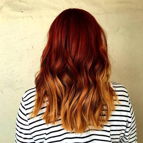 среда red to golden blonde ombre hair
