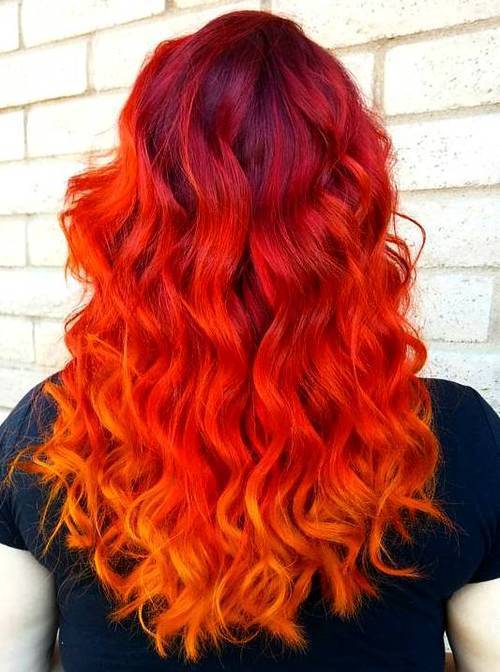 ярък red ombre hair