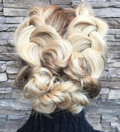 Рус updo with chunky braids