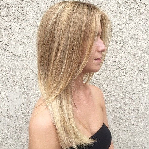 Rovný Layered Blonde Hairstyle