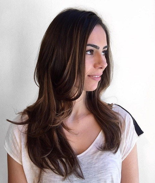 Dlouho Layered Brunette Hairstyle