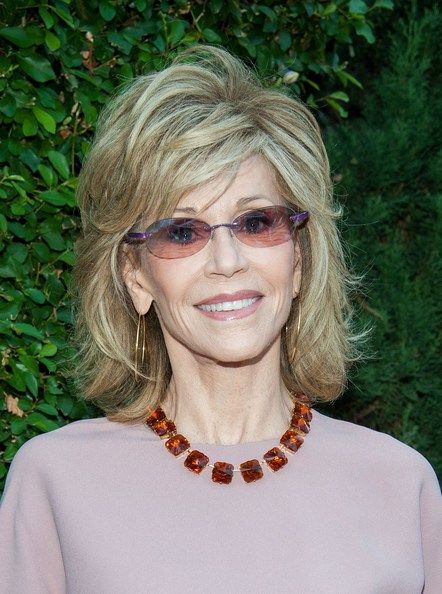 Jane Fonda medium hairstyle with flicks